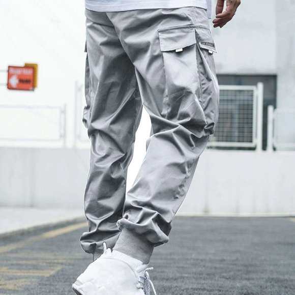 Black Street Style Men's Cargo Pants w/Letter Grap - Picture 6 of 6
